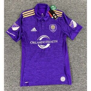 Adidas Polo Shirt Mens Sz Small Purple Gold Orlando City Soccer Jersey 7418A